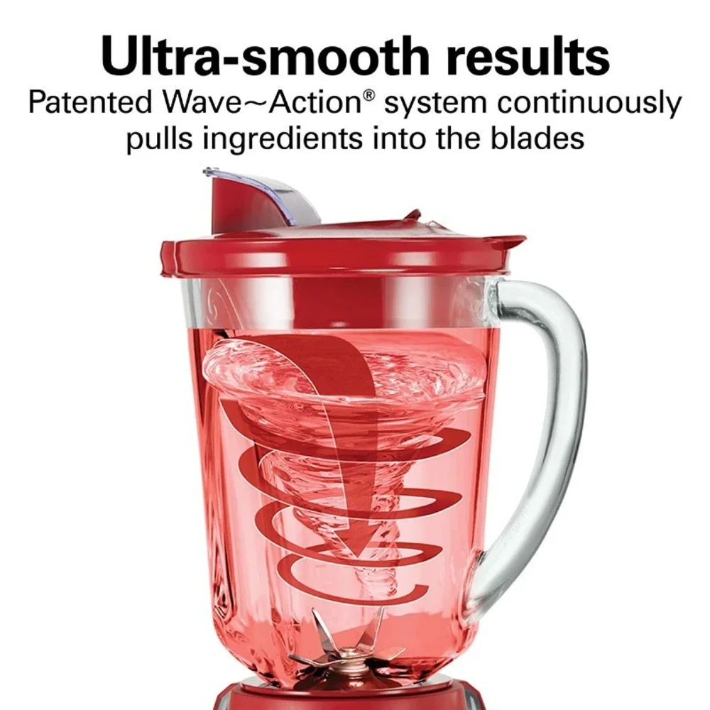 Hamilton Beach Wave-Action Quiet Blender 48oz Red New Open Box 800W Glass Jar